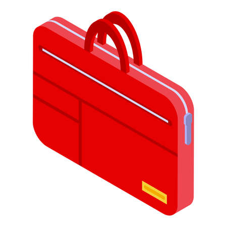 Laptop red case icon, isometric styleのイラスト素材