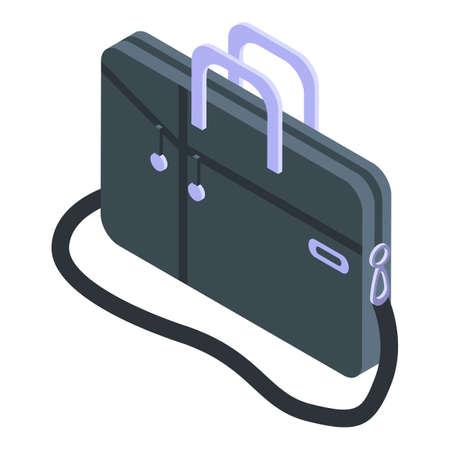 Laptop leather bag icon, isometric styleのイラスト素材