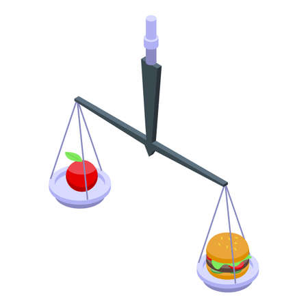 Food comparison icon, isometric styleのイラスト素材