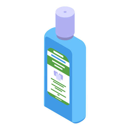 Blue mouthwash bottle icon, isometric styleのイラスト素材