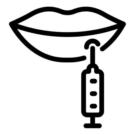 Lips syringe icon, outline styleのイラスト素材