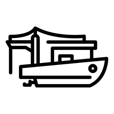 Commercial fishing boat icon, outline styleのイラスト素材