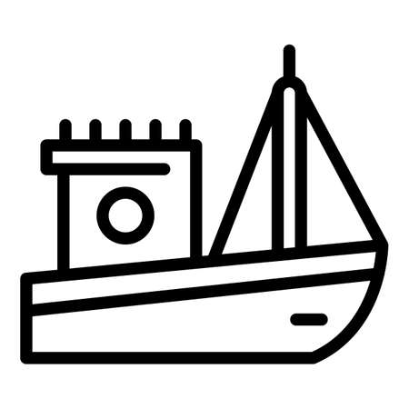 Nautical fishing boat icon, outline styleのイラスト素材