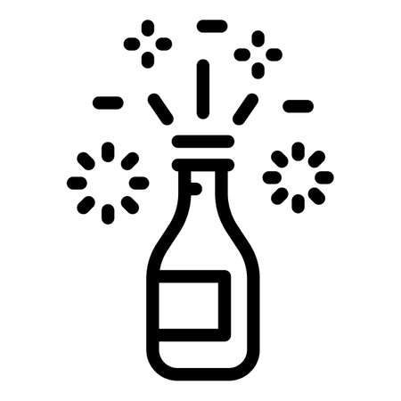 Festive bottle of champagne icon, outline styleのイラスト素材