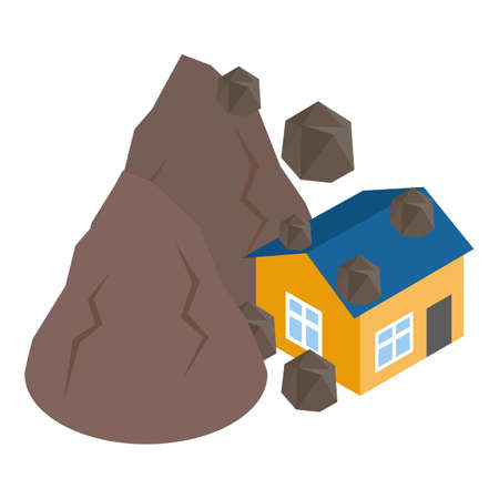 Landslide icon, isometric styleのイラスト素材
