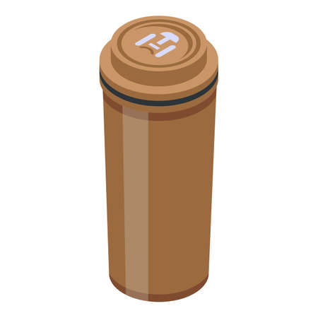 Coffee thermos cup icon, isometric styleのイラスト素材