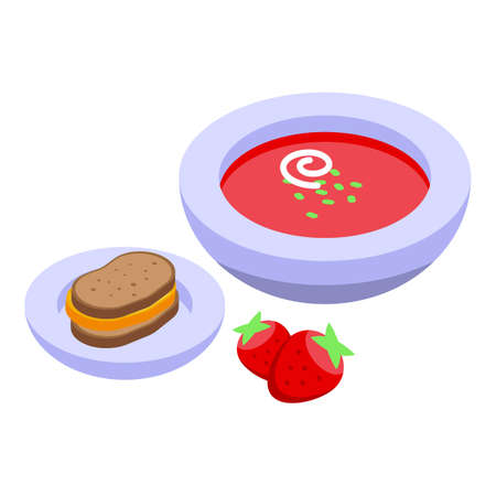 Lunch food icon, isometric styleのイラスト素材