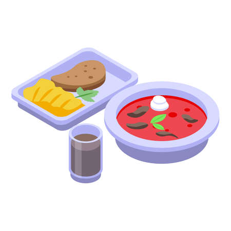 Red borscht lunch icon, isometric styleのイラスト素材