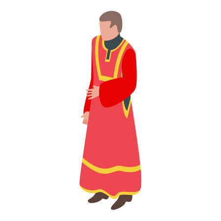 Priest red clothes icon, isometric styleのイラスト素材