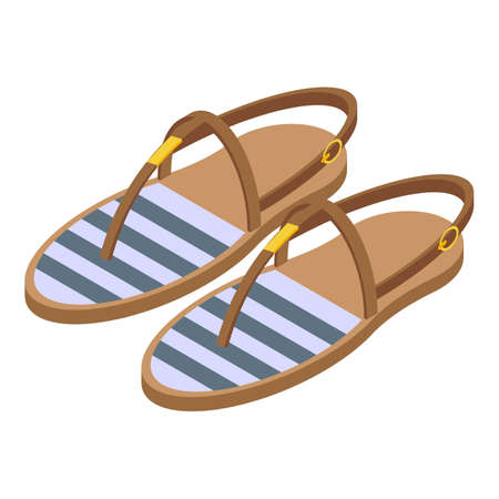 Beach sandals icon, isometric styleのイラスト素材