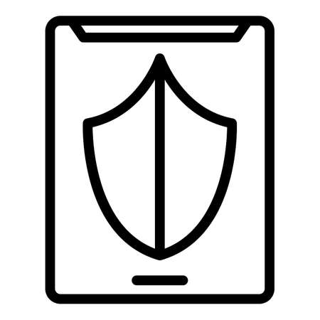 Tablet shield icon, outline styleのイラスト素材