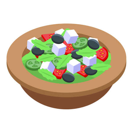Restaurant greek salad icon. Isometric of restaurant greek salad vector icon for web design isolated on white backgroundのイラスト素材
