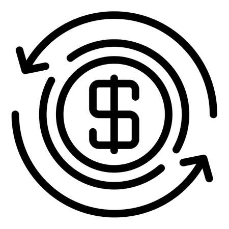 Circle dollar icon. Outline circle dollar vector icon for web design isolated on white backgroundのイラスト素材