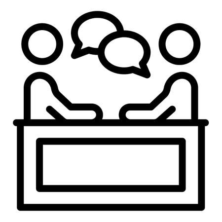 Business discussion icon. Outline business discussion vector icon for web design isolated on white backgroundのイラスト素材