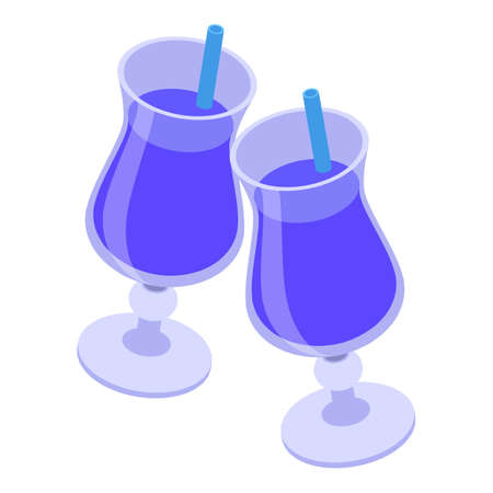 Cocktail cheers icon, isometric styleのイラスト素材