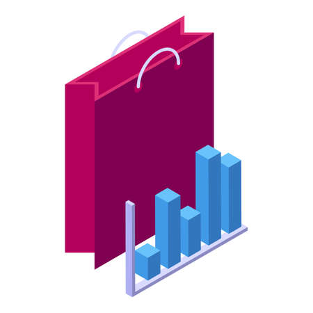 Bag online shopping icon, isometric styleのイラスト素材