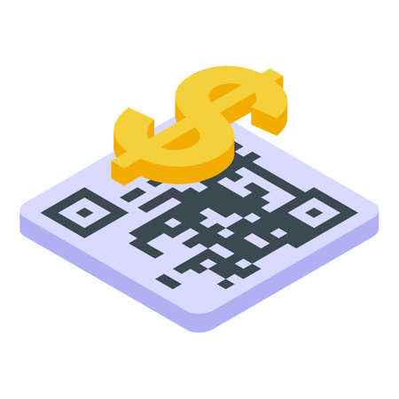 Qr code mobile payment icon, isometric styleのイラスト素材