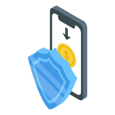 Secured mobile payment icon, isometric styleのイラスト素材