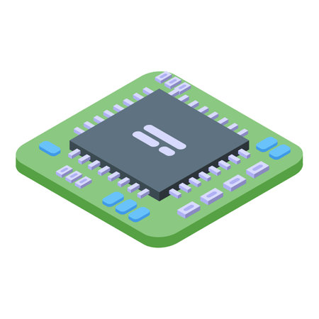 Tablet repair processor icon, isometric styleのイラスト素材