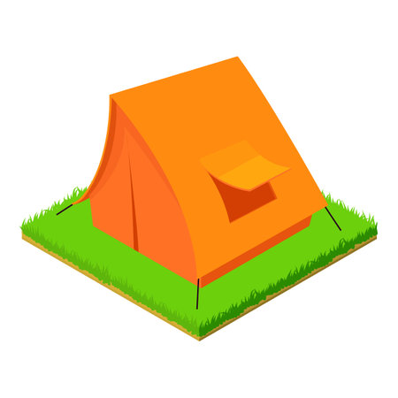 Camping tent icon, isometric styleのイラスト素材