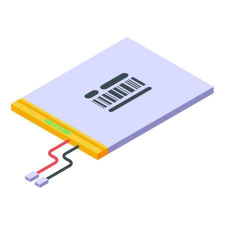 Tablet repair battery icon, isometric styleのイラスト素材