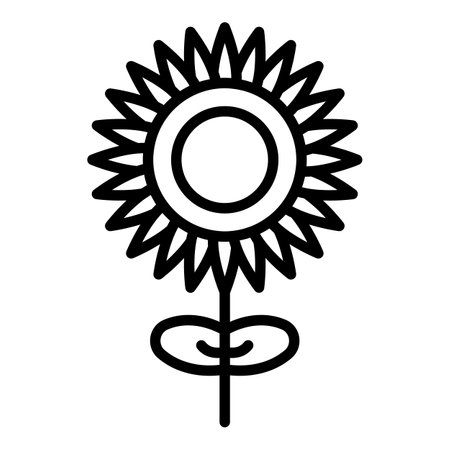 Sunflower with a stem icon. Outline sunflower with a stem icon for web design isolated on white backgroundの写真素材