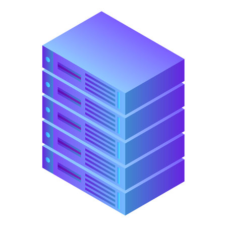 Server data icon. Isometric of server data icon for web design isolated on white backgroundの写真素材