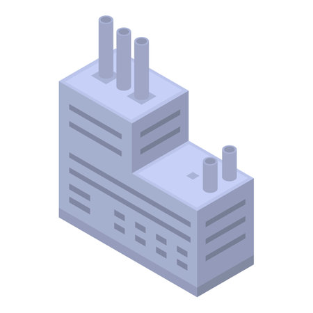 Modern factory icon. Isometric of modern factory icon for web design isolated on white backgroundの写真素材