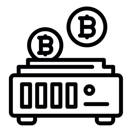 Mining farm icon. Outline mining farm icon for web design isolated on white backgroundの写真素材