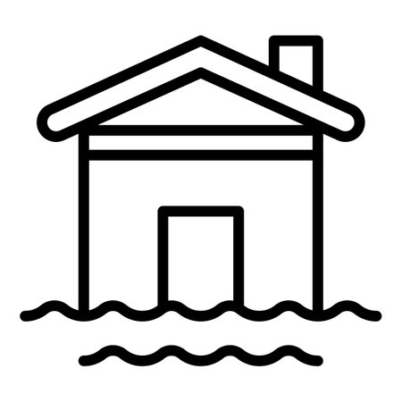 House water flood icon. Outline house water flood icon for web design isolated on white backgroundの写真素材