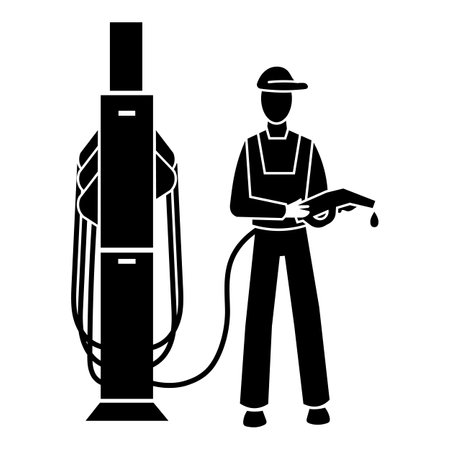 Man petrol station icon. Simple illustration of man petrol station icon for web design isolated on white backgroundの写真素材