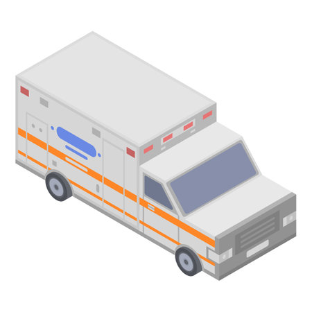 Modern ambulance car icon. Isometric of modern ambulance car icon for web design isolated on white backgroundの写真素材