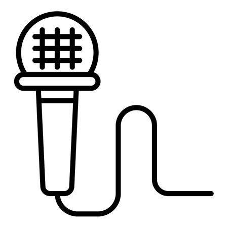 Wired microphone icon. Outline wired microphone icon for web design isolated on white backgroundの写真素材