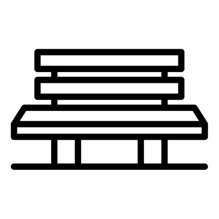 Long bench icon. Outline long bench icon for web design isolated on white backgroundの写真素材