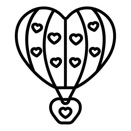 Hot air balloon heart icon. Outline hot air balloon heart icon for web design isolated on white backgroundの写真素材