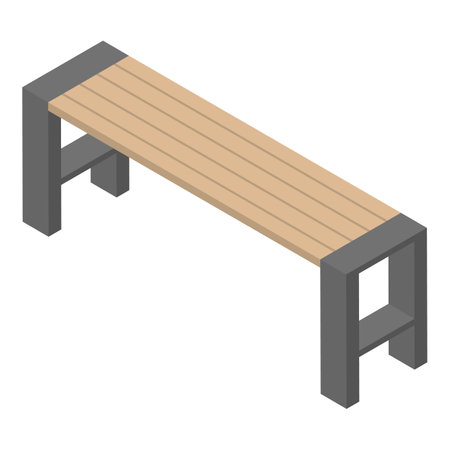Street bench icon. Isometric of street bench icon for web design isolated on white backgroundの写真素材