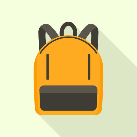 Yellow backpack icon. Flat illustration of yellow backpack icon for web designの写真素材