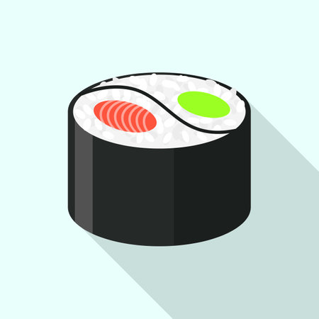 Yin yang sushi icon. Flat illustration of yin yang sushi icon for web designの写真素材