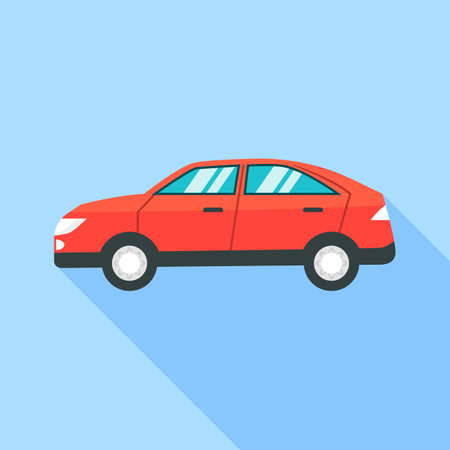 Side red car icon. Flat illustration of side red car icon for web designの写真素材