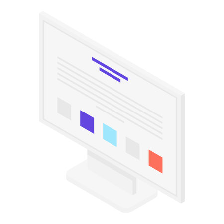 Lcd monitor icon. Isometric of lcd monitor icon for web design isolated on white backgroundの写真素材
