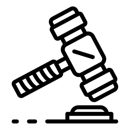 Judicial hammer icon. Outline judicial hammer icon for web design isolated on white backgroundの写真素材