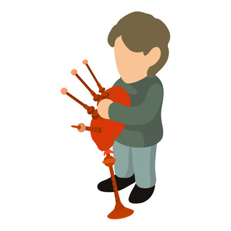 Bagpiper icon, isometric styleのイラスト素材