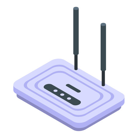 Home wifi router icon, isometric styleのイラスト素材
