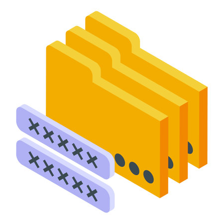 Folders password icon, isometric styleのイラスト素材