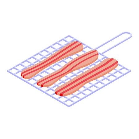 Grilled bacon icon, isometric styleのイラスト素材