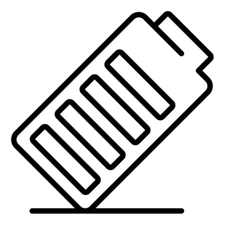Battery tilted icon, outline styleの写真素材