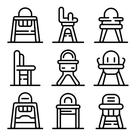 Feeding chair icons set, outline styleの写真素材
