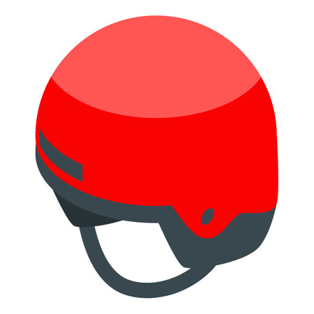 Red ski helmet icon, isometric styleの写真素材
