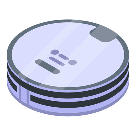 Round robot vacuum cleaner icon, isometric styleの写真素材