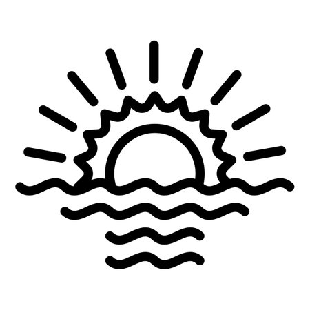 Beach sunrise icon, outline styleの写真素材